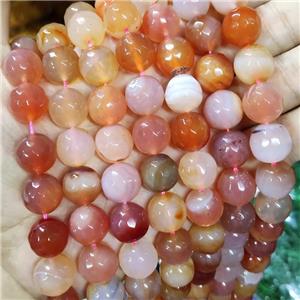 Natural Agate Beads Faceted Round Red Dye B-Grade, approx 14mm dia [GA2578]