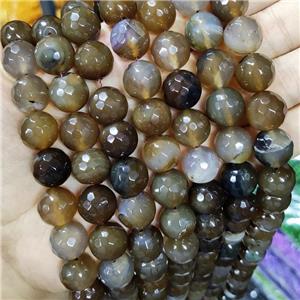 Natural Agate Beads Faceted Round Coffee Dye B-Grade, approx 14mm dia [GA2581]