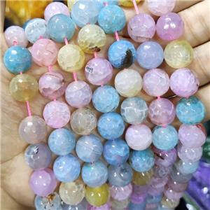 Natural Agate Beads Faceted Round Mix Color Dye B-Grade, approx 14mm dia [GA2585]