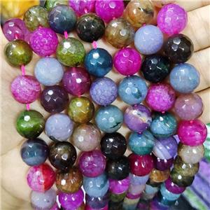 Natural Agate Beads Faceted Round Mix Color Dye B-Grade, approx 14mm dia [GA2586]