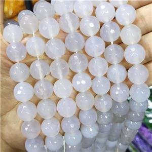 Natural White Agate Beads Faceted Round B-Grade, approx 14mm dia [GA2590]