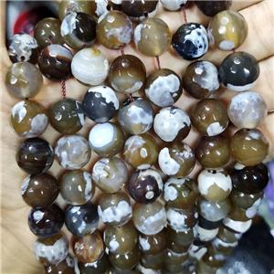 Coffee Fired Agate Beads Faceted Round B-Grade, approx 14mm dia [GA2593]