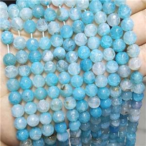 Blue Agate Beads Faceted Round Dye, approx 8mm dia [GA2597]