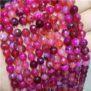 Red Agate Beads Faceted Round Dye, approx 8mm dia [GA2598]