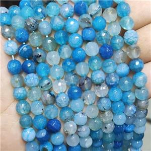 Blue Agate Beads Faceted Round Dye, approx 8mm dia [GA2601]