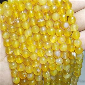 Yellow Agate Beads Faceted Round Dye, approx 8mm dia [GA2603]