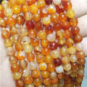 Orange Agate Beads Faceted Round Dye, approx 8mm dia [GA2606]