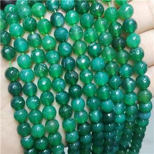 Green Agate Beads Faceted Round Dye, approx 8mm dia [GA2607]