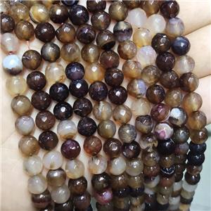 Coffee Agate Beads Faceted Round Dye, approx 8mm dia [GA2609]