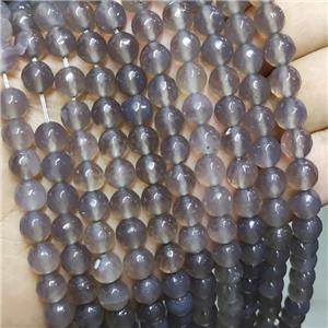 Gray Agate Beads Faceted Round Dye, approx 8mm dia [GA2610]