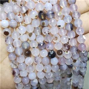 White Agate Beads Faceted Round Dye, approx 8mm dia [GA2612]