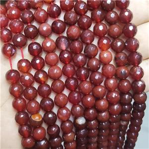 Red Agate Beads Faceted Round Dye, approx 8mm dia [GA2613]