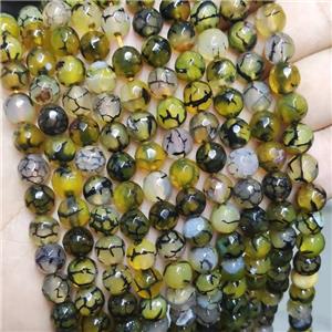 Olive Agate Beads Faceted Round Dye, approx 8mm dia [GA2615]