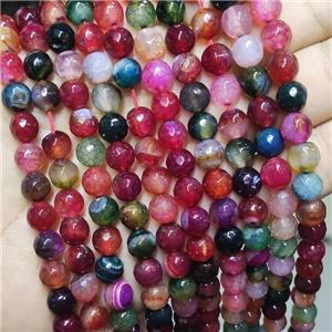 Multicolor Agate Beads Faceted Round Dye, approx 8mm dia [GA2616]