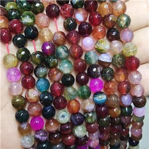 Multicolor Agate Beads Faceted Round Dye, approx 8mm dia [GA2617]