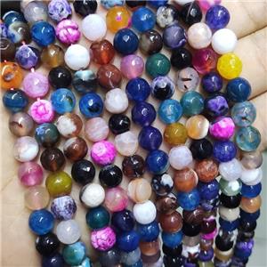 Mix Color Agate Beads Faceted Round Dye, approx 8mm dia [GA2618]