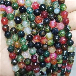 Mix Color Agate Beads Faceted Round Dye, approx 8mm dia [GA2620]