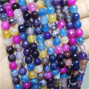 Agate Beads Faceted Round Dye Mix Color, approx 8mm dia [GA2621]