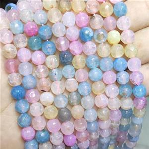 Agate Beads Faceted Round Dye Mix Color, approx 8mm dia [GA2622]