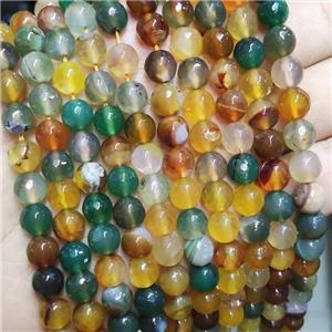Agate Beads Faceted Round Dye Mix Color, approx 8mm dia [GA2623]