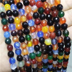 Mix Color Agate Beads Faceted Round Dye, approx 8mm dia [GA2624]