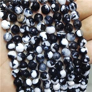 Black Fire Agate Beads Faceted Round, approx 8mm dia [GA2628]