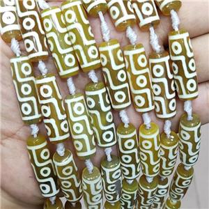Yellow Tibetan Agate Rice Beads Evil Eye, approx 10-30mm, 10pcs per st [GA2635]