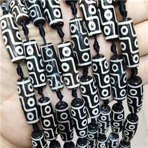 Black Tibetan Agate Rice Beads Evil Eye, approx 10-30mm, 10pcs per st [GA2636]