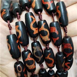 Black Tibetan Agate Rice Beads, approx 14-30mm, 10pcs per st [GA2640]
