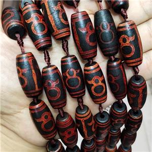 Black Tibetan Agate Rice Beads, approx 14-30mm, 10pcs per st [GA2641]