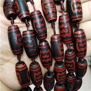 Black Tibetan Agate Rice Beads, approx 14-30mm, 10pcs per st [GA2643]