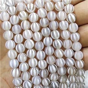 White Tibetan Agate Beads Smooth Round, approx 10mm dia [GA2652-10MM]