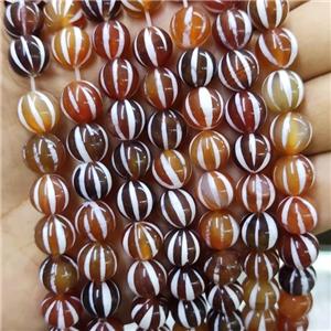 Red Tibetan Agate Beads Smooth Round, approx 10mm dia [GA2653-10MM]
