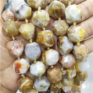 Yellow Agate Druzy Beads Faceted Freeform, approx 15-18mm [GA2657]