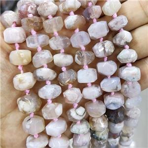 Natural Sakura Cherry Agate Rondelle Beads Pink Faceted, approx 10-13mm [GA2663]