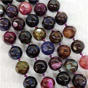 Natural Agate Beads Round Faceted Dye Mixed, approx 20mm [GA2668]