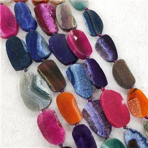 Agate Druzy Slice Beads Mixed Color Dye, approx 15-30mm [GA2673]