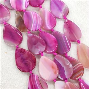 Hotpink Stripe Agate Beads Teardrop, approx 30-40mm [GA2682]