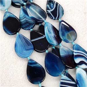 Blue Stripe Agate Beads Teardrop, approx 30-40mm [GA2684]