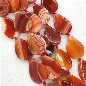 Red Stripe Agate Beads Teardrop, approx 30-40mm [GA2685]