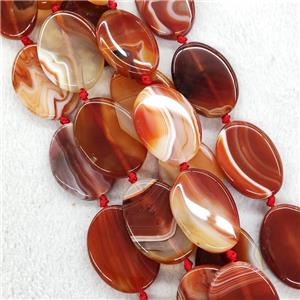 Red Stripe Agate Oval Beads, approx 30-40mm [GA2691]