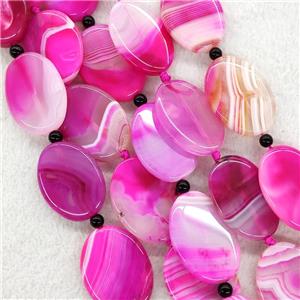 Hotpink Stripe Agate Oval Beads, approx 30-40mm [GA2692]