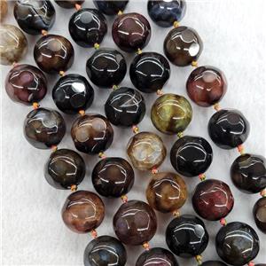 Natural Agate Round Beads Faceted Dye Mix Color, approx 18mm [GA2698]