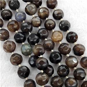 Natural Agate Round Beads Faceted Dye Mix Color, approx 14mm [GA2700]