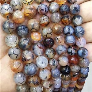 Orange Veins Agate Beads Faceted Round, approx 12mm dia [GA2701-12MM]