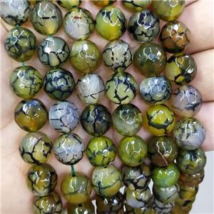 Green Veins Agate Beads Faceted Round, approx 12mm dia [GA2702-12MM]