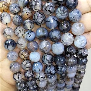 Black Veins Agate Beads Faceted Round, approx 14mm dia [GA2703-14MM]