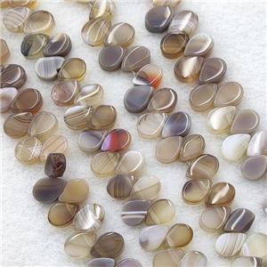 Lt.Coffee Stripe Agate Teardrop Beads Topdrilled, approx 5-8mm [GA2718]
