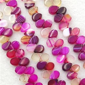 Hotpink Stripe Agate Teardrop Beads Topdrilled, approx 5-8mm [GA2721]