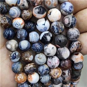 Fire Agate Beads Orange Pink Black Dye Smooth Round, approx 8mm dia [GA2731-8MM]